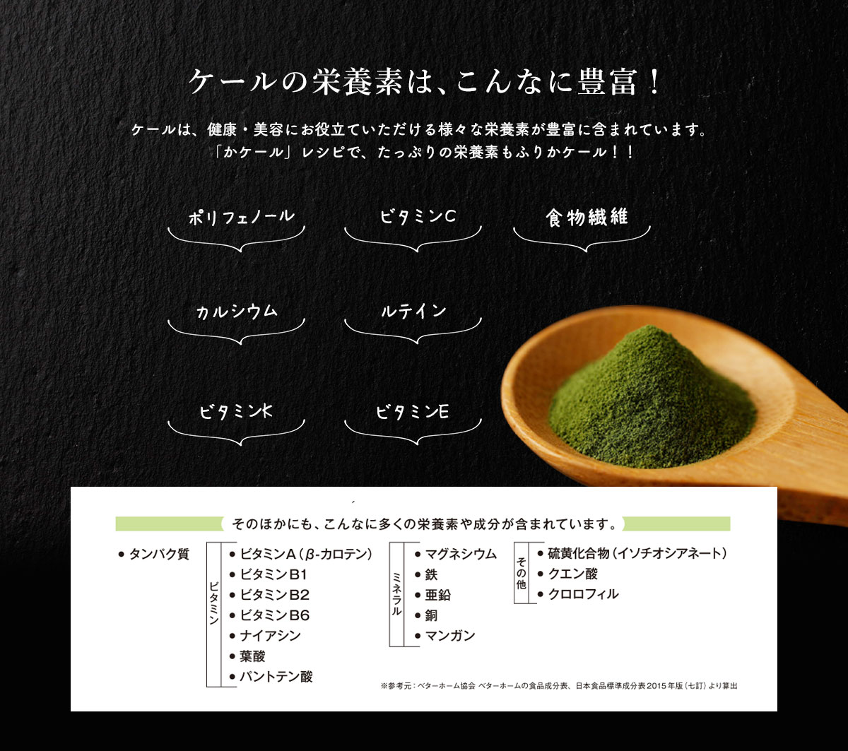 ケールの栄養素は、こんなに豊富！